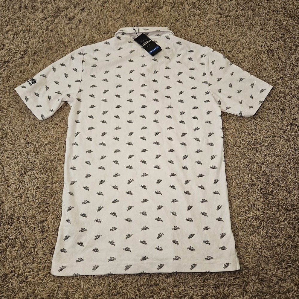 Travis Mathew NWT White/Black Bulldozer Logo Casual Golf Polo Size XS Custom